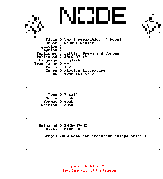 NFO for the release Stuart.Nadler.The.Inseparables.A.Novel.2016.RETAiL.EPUB.eBook-NODE by NODE