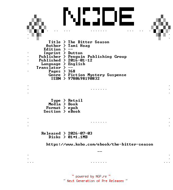 NFO for the release Tami.Hoag.The.Bitter.Season.2016.RETAiL.EPUB.eBook-NODE by NODE
