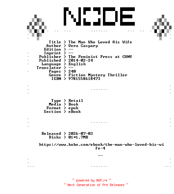 NFO for the release Vera.Caspary.The.Man.Who.Loved.His.Wife.2014.RETAiL.EPUB.eBook-NODE by NODE