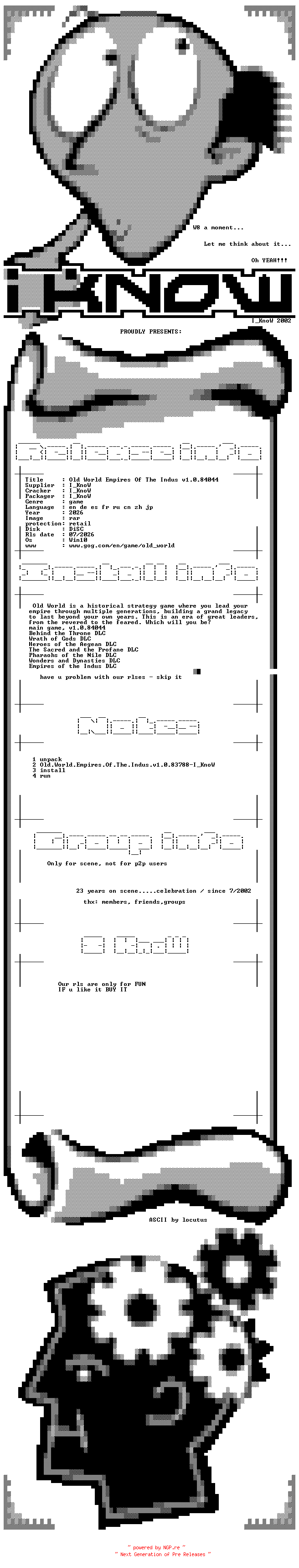 NFO for the release Old.World.Empires.Of.The.Indus.Update.v1.0.84044-I_KnoW by I_KnoW