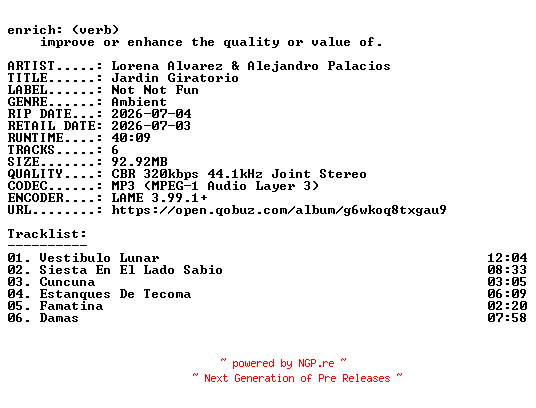 NFO for the release Lorena_Alvarez_and_Alejandro_Palacios-Jardin_Giratorio-WEB-2026-ENRiCH by ENRiCH