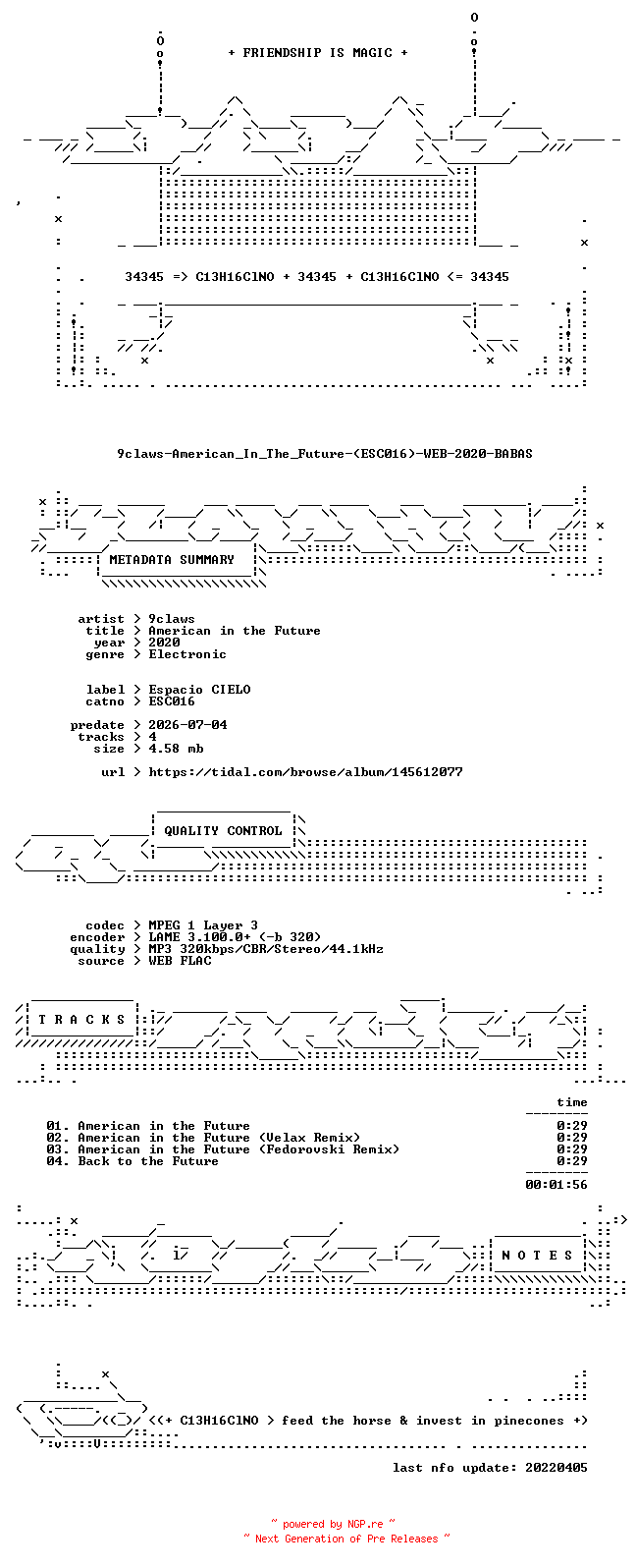 NFO for the release 9claws-American_In_The_Future-(ESC016)-WEB-2020-BABAS by BABAS