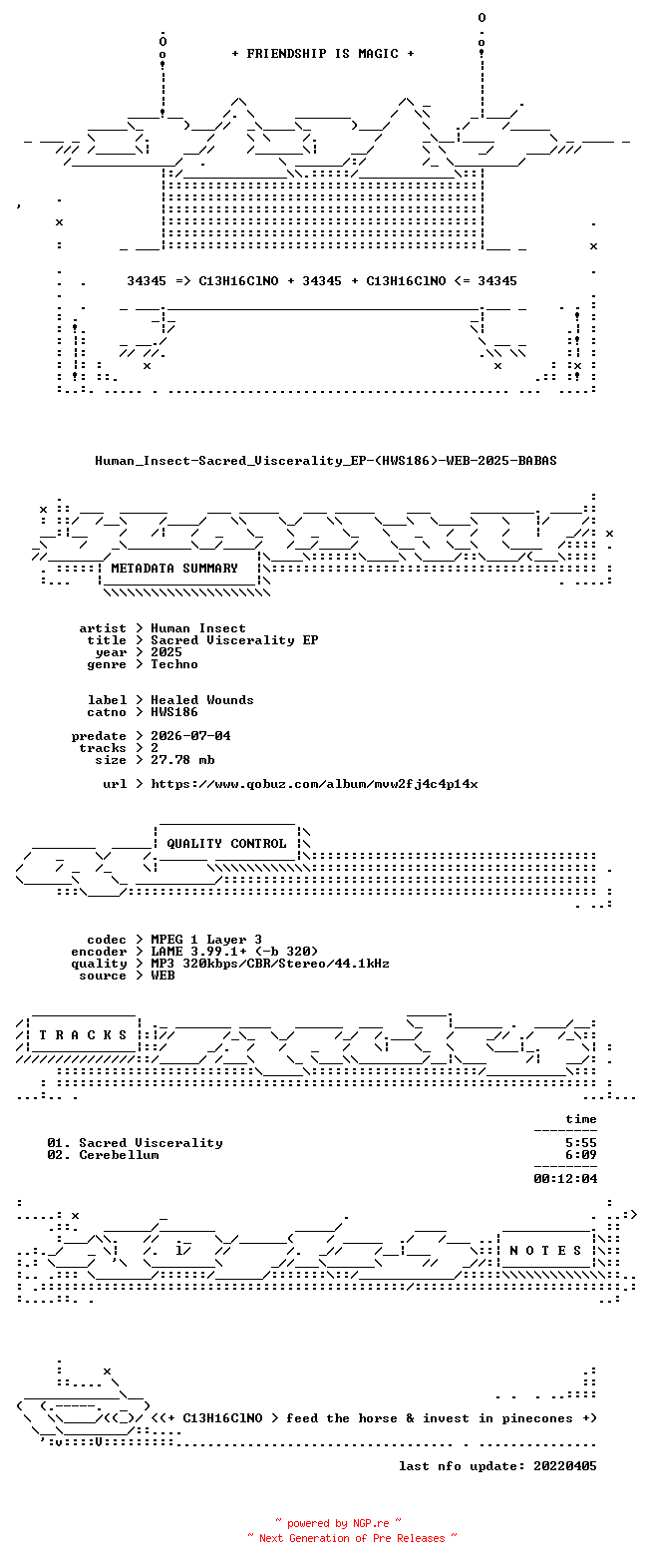 NFO for the release Human_Insect-Sacred_Viscerality_EP-(HWS186)-WEB-2025-BABAS by BABAS