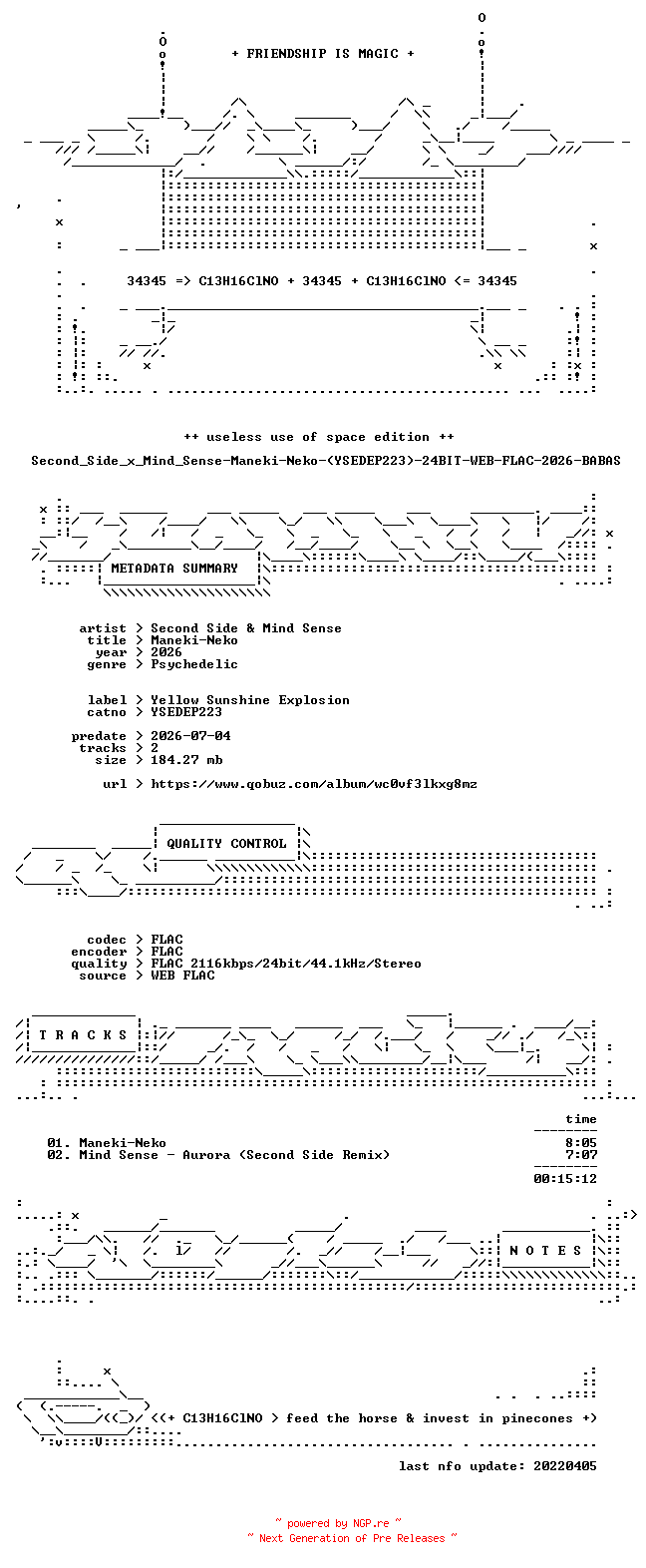 NFO for the release Second_Side_x_Mind_Sense-Maneki-Neko-(YSEDEP223)-24BIT-WEB-FLAC-2026-BABAS by BABAS