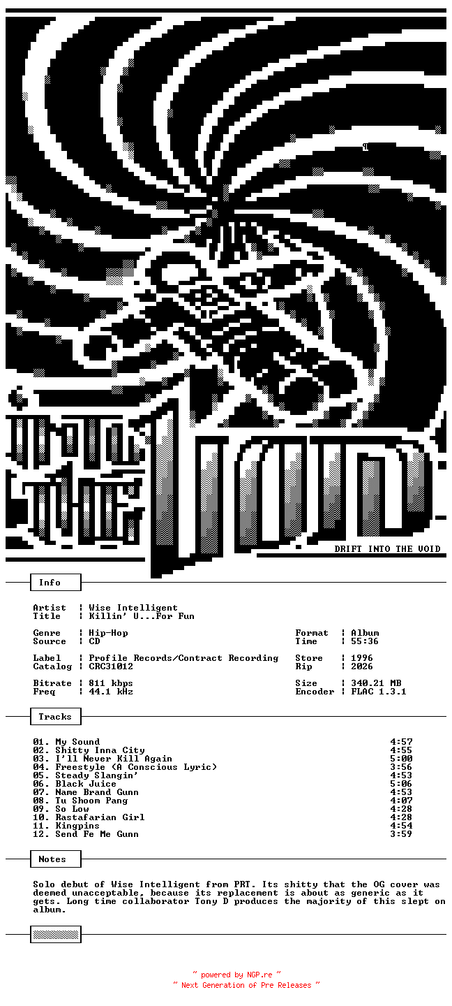 NFO for the release Wise_Intelligent-Killin_U...For_Fun-CD-FLAC-1996-THEVOiD by THEVOiD