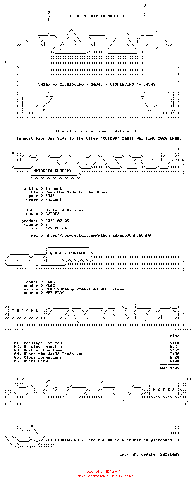 NFO for the release Inhmost-From_One_Side_To_The_Other-(CVT008)-24BIT-WEB-FLAC-2026-BABAS by BABAS