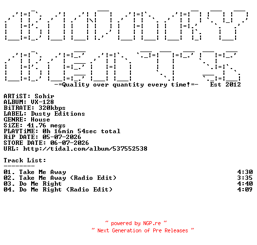NFO for the release Sohir-VX-128-(DE047)-WEB-2026-BB by BB