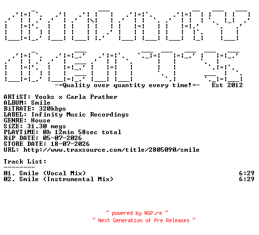 NFO for the release Yooks_x_Carla_Prather-Smile-(IMR059)-WEB-2026-BB by BB