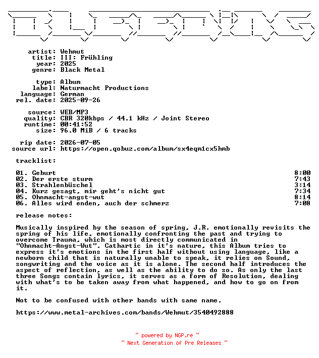 NFO for the release Wehmut-III_Fruehling-DE-WEB-2025-BLEEDiNG by BLEEDiNG