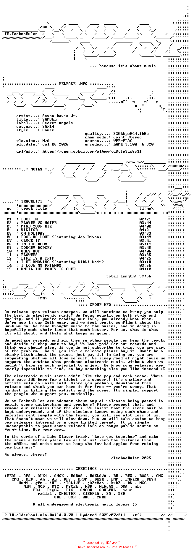 NFO for the release Seven_Davis_Jr.-SAMUEL-(SAR14)-WEB-2026-TR by TR