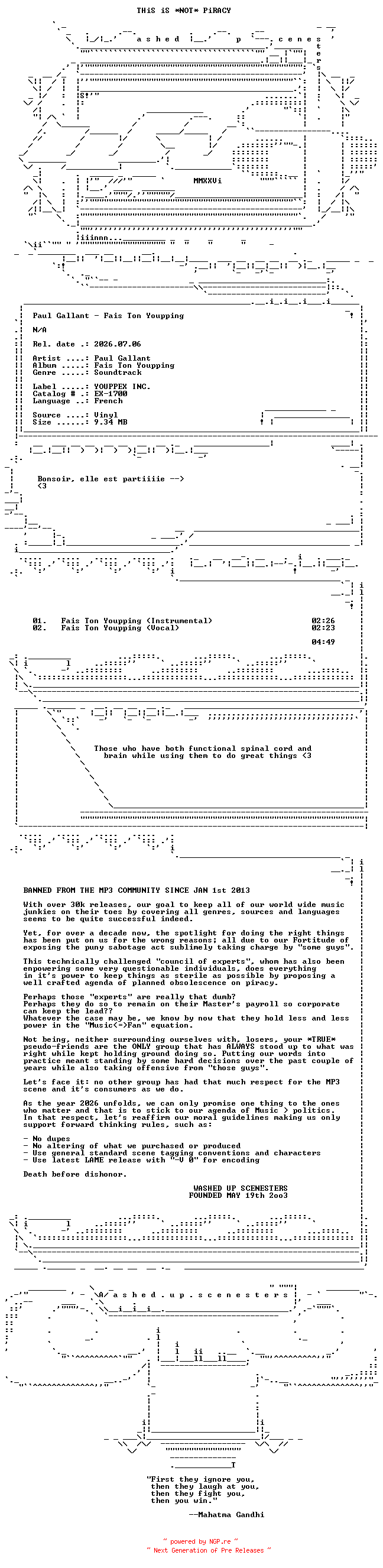 NFO for the release Paul_Gallant--Fais_ton_youpping-PROMO-VLS-FR-1980-WUS by WUS