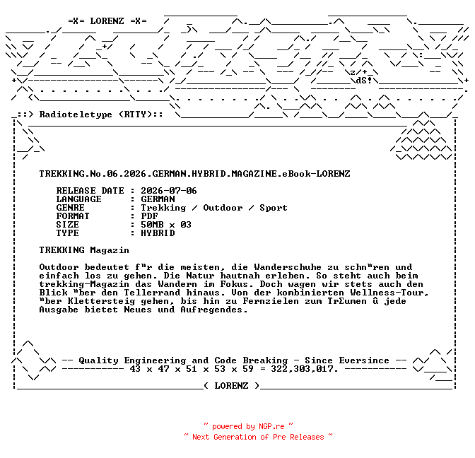 NFO for the release TREKKING.No.06.2026.GERMAN.HYBRID.MAGAZINE.eBook-LORENZ by LORENZ
