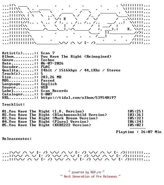NFO for the release Scan_7-You_Have_The_Right_Reimagined-S007-24BIT-WEB-FLAC-2026-WAVED by WAVED