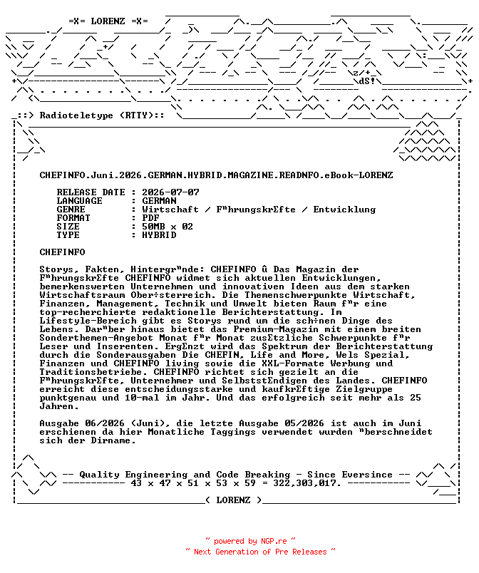 NFO for the release CHEFINFO.Juni.2026.GERMAN.HYBRID.MAGAZINE.READNFO.eBook-LORENZ by LORENZ