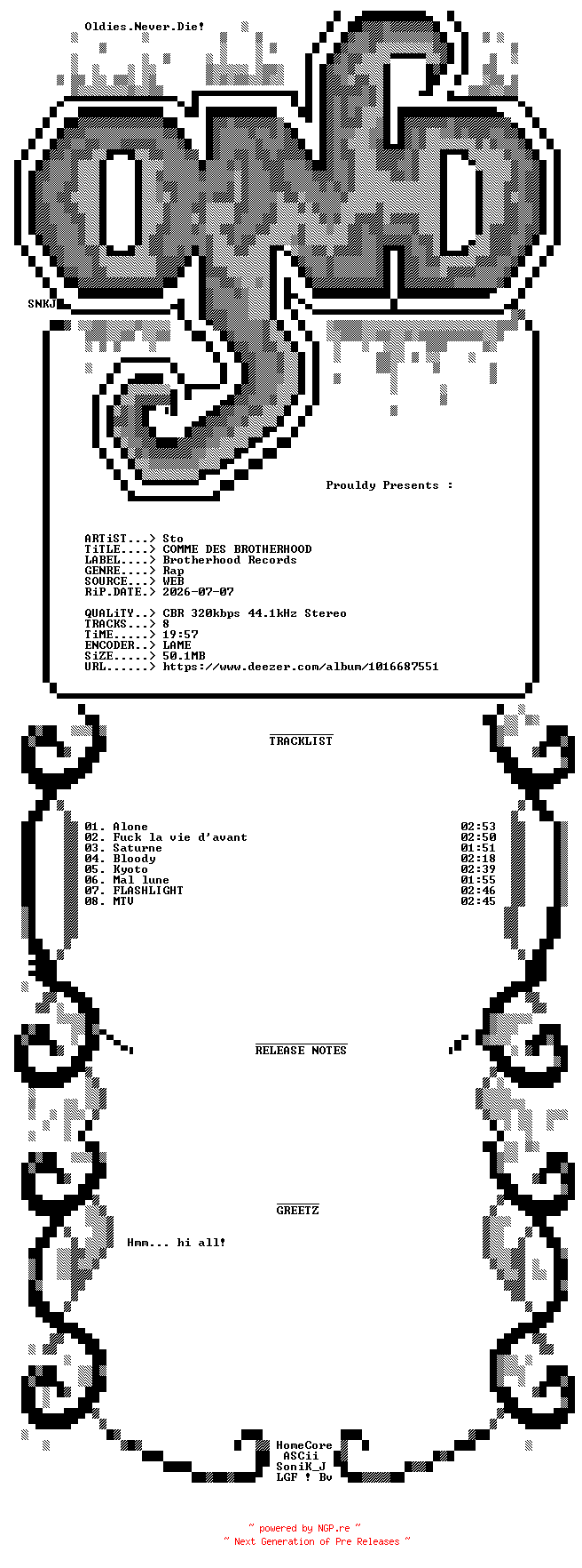 NFO for the release Sto-COMME_DES_BROTHERHOOD-WEB-FR-2026-OND by OND