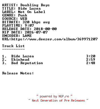 NFO for the release Doubling_Boys-Bide_Luzea-WEB-2018-SDR by SDR