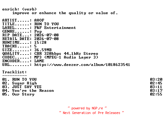 NFO for the release AHOF-RUN_TO_YOU-EP-WEB-KR-2026-ENRiCH by ENRiCH