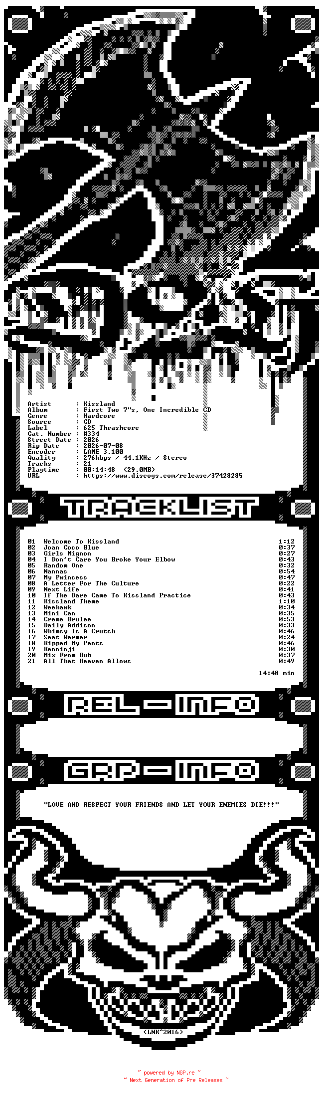 NFO for the release Kissland-First_Two_7_S_One_Incredible_CD-CD-2026-D2H by D2H