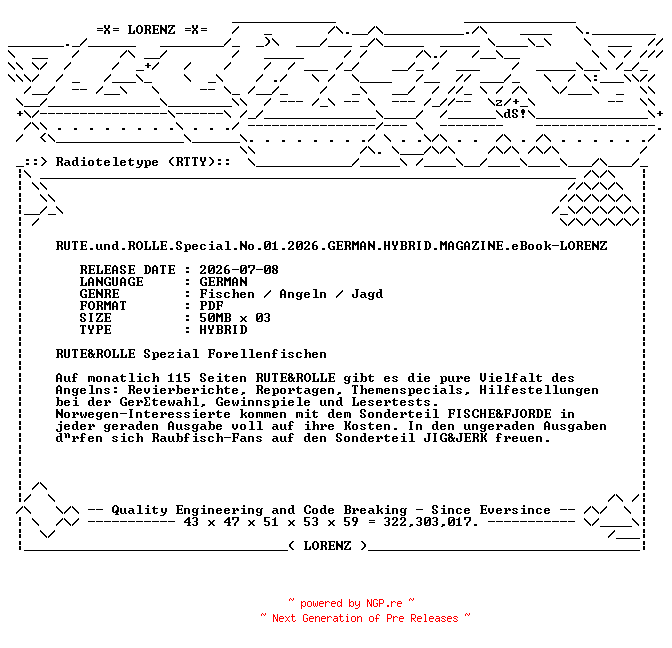 NFO for the release RUTE.und.ROLLE.Special.No.01.2026.GERMAN.HYBRID.MAGAZINE.eBook-LORENZ by LORENZ