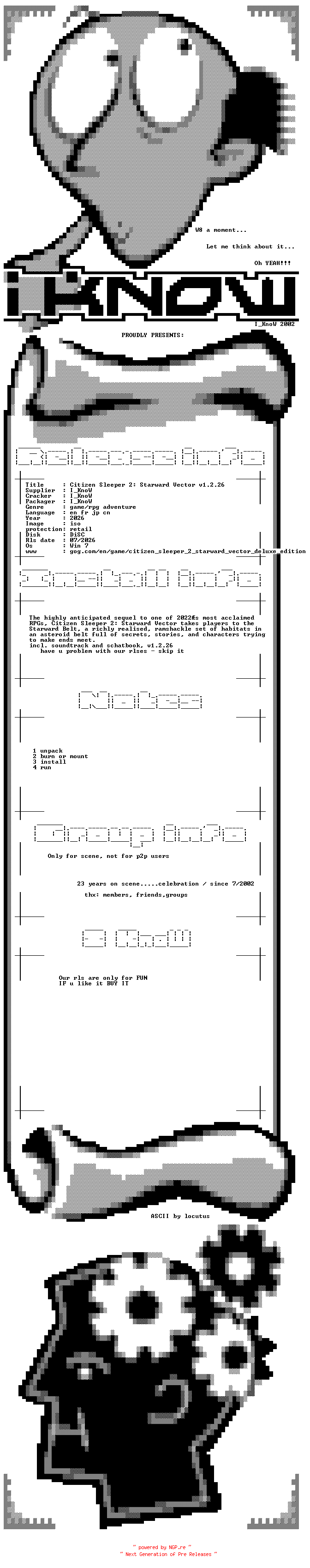 NFO for the release Citizen.Sleeper.2.Starward.Vector.v1.2.26-I_KnoW by I_KnoW