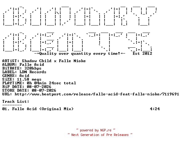 NFO for the release Shadow_Child_x_Falle_Nioke-Falle_Acid-(BEC5618338)-SINGLE-WEB-2026-BB by BB