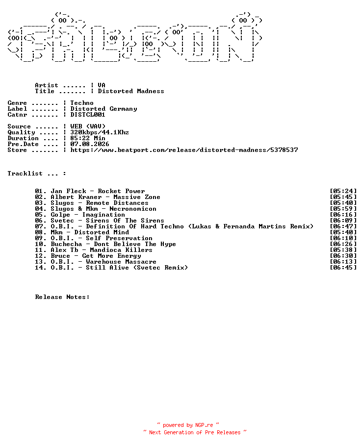 NFO for the release VA-Distorted_Madness-(DISTCL001)-WEB-2025-FALCON by FALCON