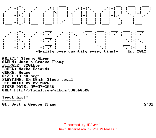 NFO for the release Stanny_Abram-Just_A_Groove_Thang-(MRB613)-SINGLE-WEB-2026-BB by BB