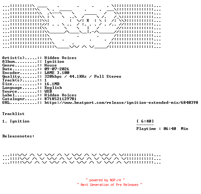 NFO for the release Hidden_Voices-Ignition-SINGLE-WEB-2026-WAV by WAV