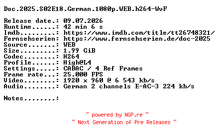 NFO for the release Doc.2025.S02E18.German.1080p.WEB.h264-WvF by WvF