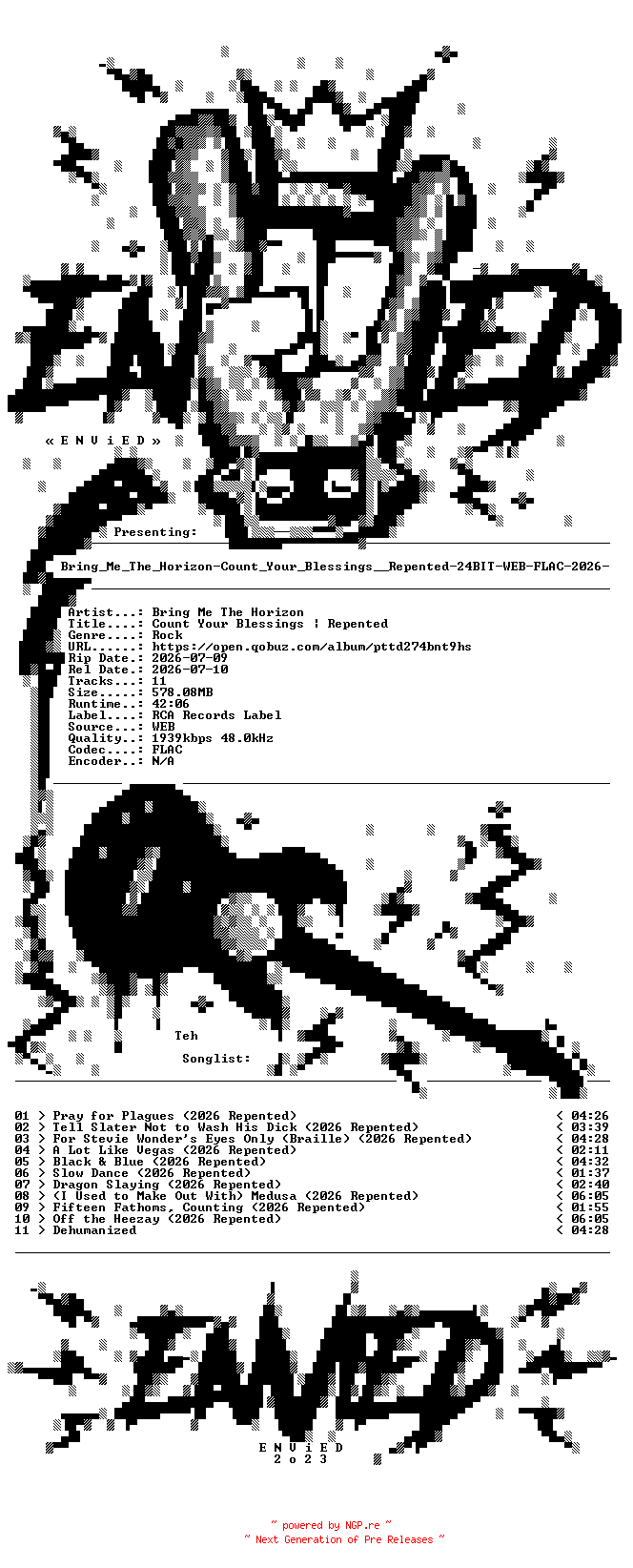 NFO for the release Bring_Me_The_Horizon-Count_Your_Blessings__Repented-24BIT-WEB-FLAC-2026-ENViED by ENViED