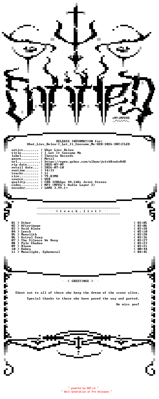 NFO for the release What_Lies_Below-I_Let_It_Consume_Me-WEB-2026-ENTiTLED by ENTiTLED