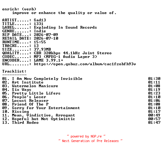 NFO for the release Sad13-1331-WEB-2026-ENRiCH by ENRiCH