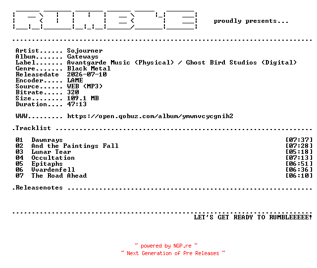 NFO for the release Sojourner-Gateways-(WEB)-2026-RUMBLE by RUMBLE