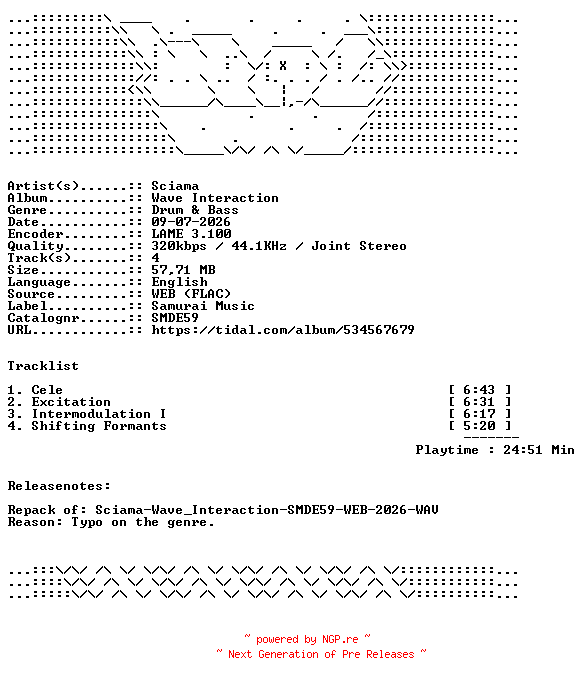 NFO for the release Sciama-Wave_Interaction-SMDE59-REPACK-WEB-2026-WAV by WAV
