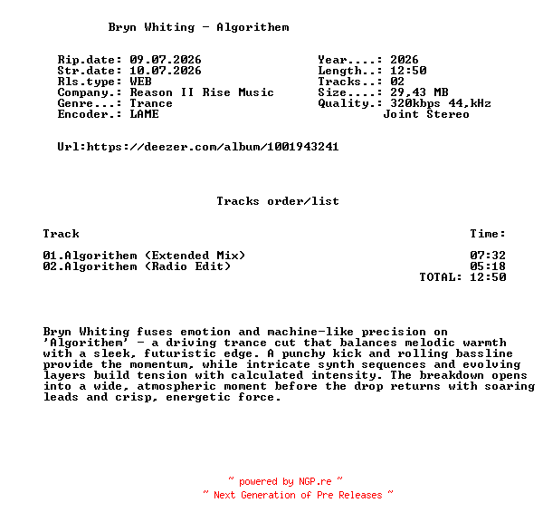 NFO for the release Bryn_Whiting_-_Algorithem-(R2R184)-WEB-2026-FMC by FMC