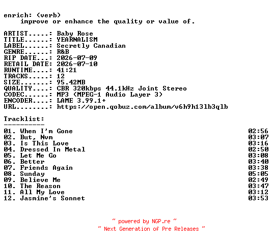 NFO for the release Baby_Rose-YEARNALISM-WEB-2026-ENRiCH by ENRiCH