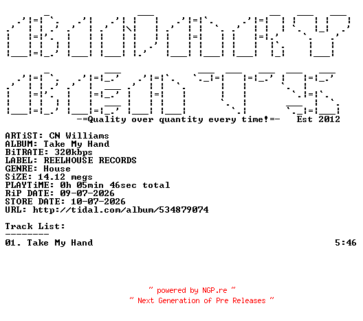 NFO for the release CN_Williams-Take_My_Hand-(REEL25-005)-SINGLE-WEB-2026-BB by BB