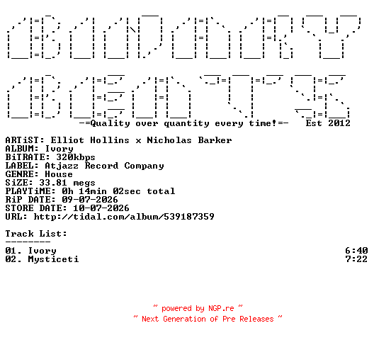 NFO for the release Elliot_Hollins_x_Nicholas_Barker-Ivory-(ARC277SD)-WEB-2026-BB by BB