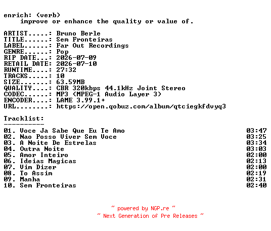 NFO for the release Bruno_Berle-Sem_Fronteiras-WEB-BR-2026-ENRiCH by ENRiCH