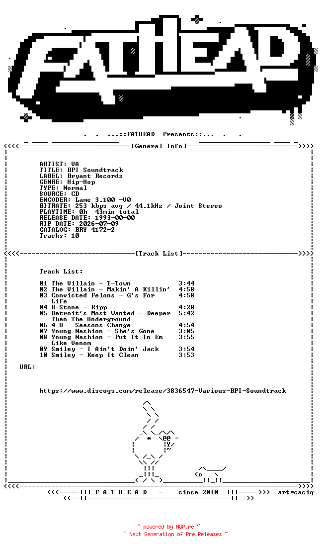 NFO for the release VA-BPI_Soundtrack-CD-1993-FATHEAD_INT by FATHEAD_INT