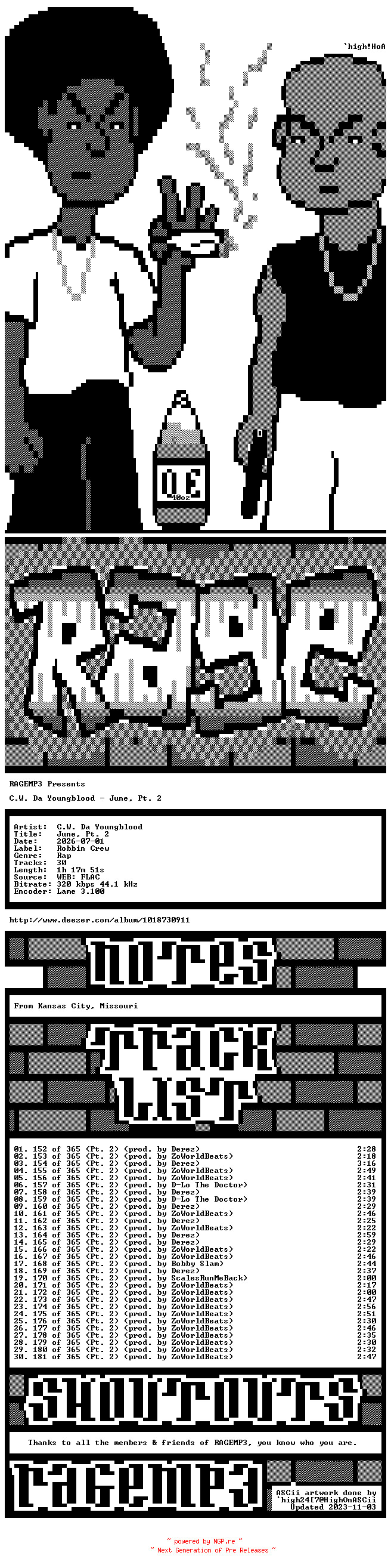 NFO for the release CW_Da_Youngblood-June_Pt._2-WEB-2026-RAGEMP3 by RAGEMP3