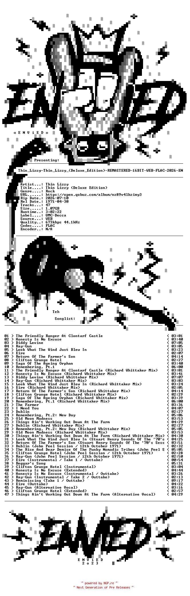 NFO for the release Thin_Lizzy-Thin_Lizzy_(Deluxe_Edition)-REMASTERED-16BIT-WEB-FLAC-2026-ENViED by ENViED