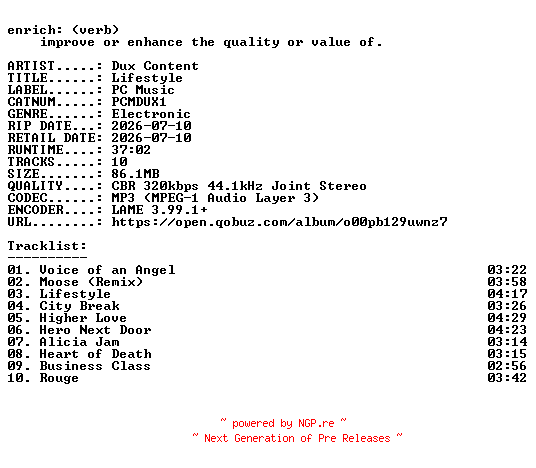 NFO for the release Dux_Content-Lifestyle-(PCMDUX1)-WEB-2026-ENRiCH by ENRiCH