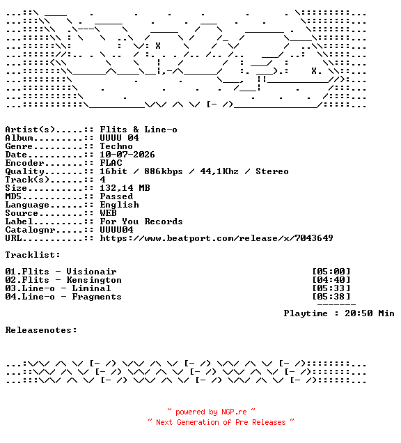 NFO for the release Flits_And_Line-o-UUUU_04-UUUU04-16BIT-WEB-FLAC-2026-WAVED by WAVED