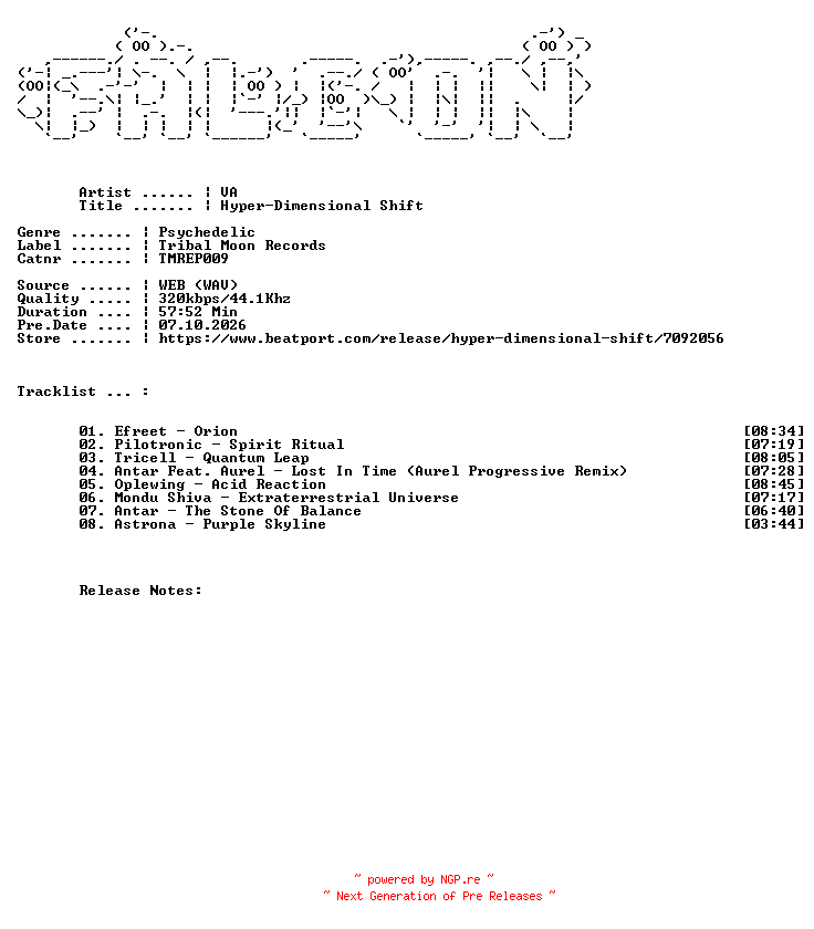 NFO for the release VA-Hyper-Dimensional_Shift-(TMREP009)-WEB-2026-FALCON by FALCON