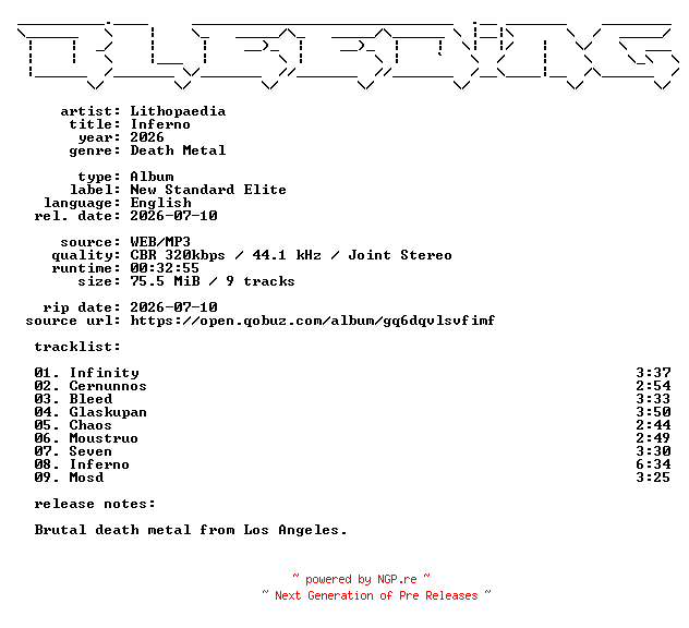 NFO for the release Lithopaedia-Inferno-WEB-2026-BLEEDiNG by BLEEDiNG