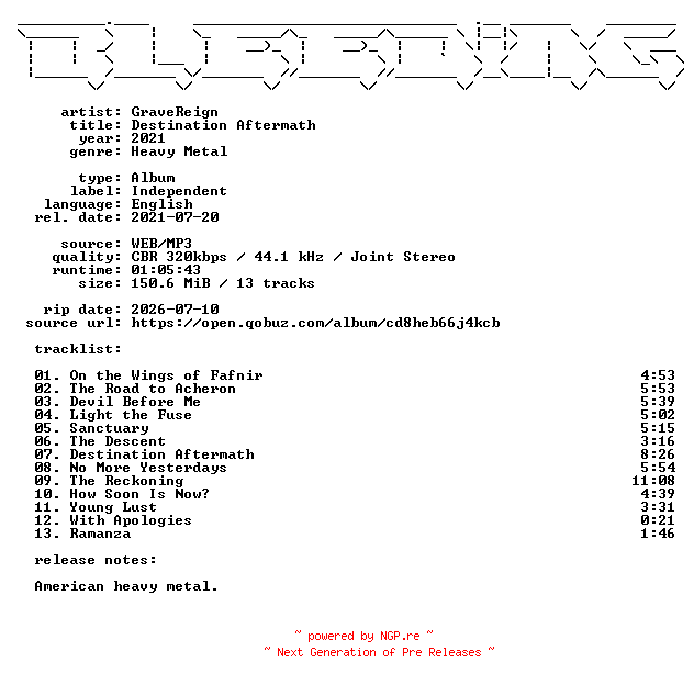 NFO for the release GraveReign-Destination_Aftermath-WEB-2021-BLEEDiNG by BLEEDiNG