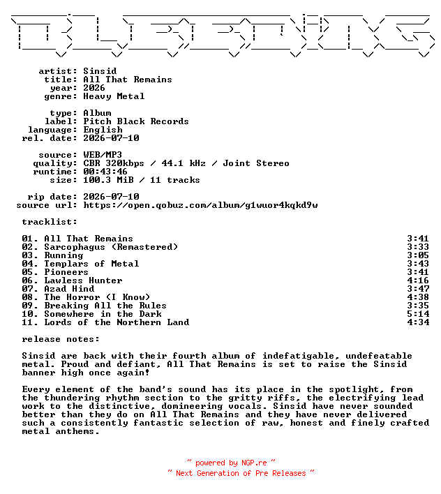 NFO for the release Sinsid-All_That_Remains-WEB-2026-BLEEDiNG by BLEEDiNG