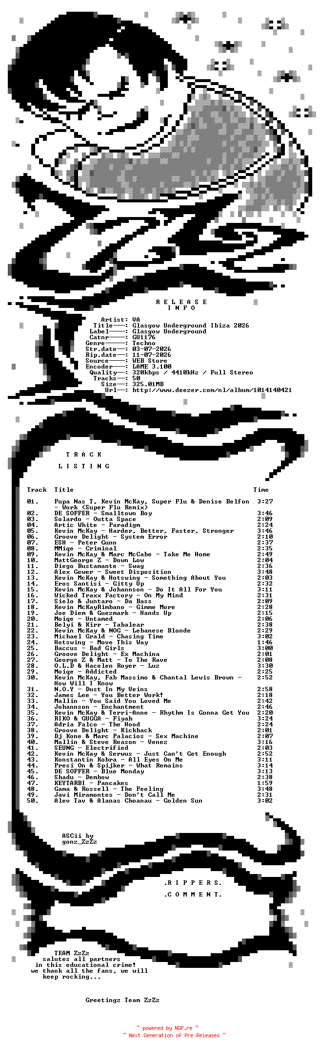 NFO for the release VA_-_Glasgow_Underground_Ibiza_2026-(GU1176)-WEB-2026-ZzZz by ZzZz