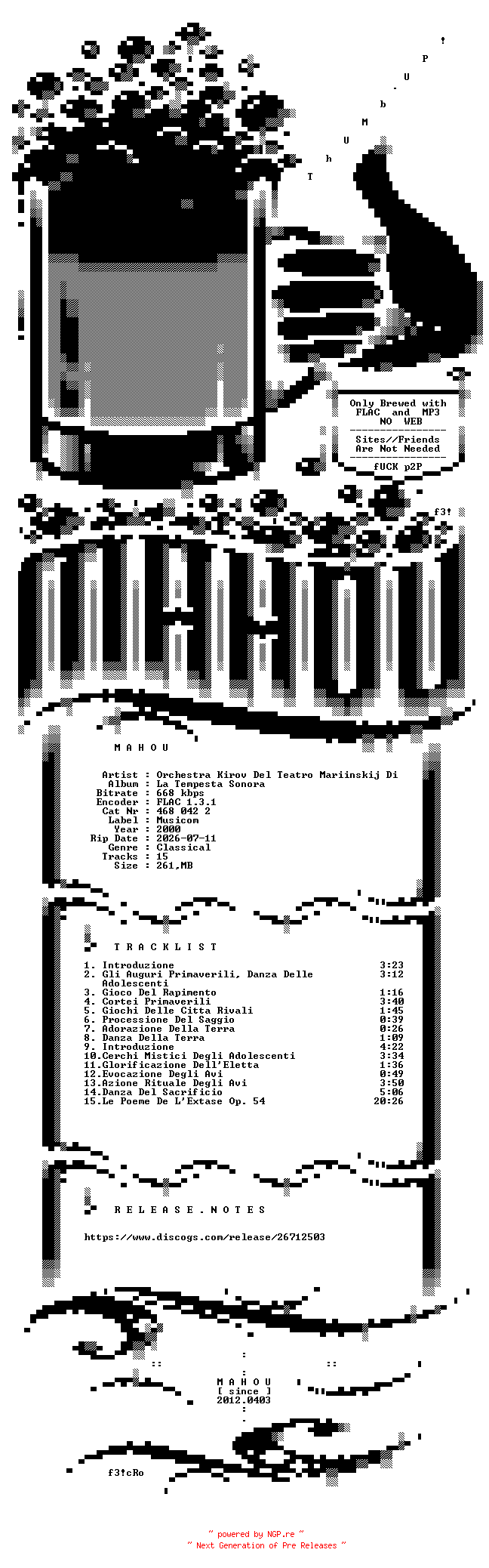 NFO for the release Orchestra_Kirov_Del_Teatro_Mariinskij_Di_San_Pietroburgo-La_Tempesta_Sonora-CD-FLAC-2000-MAHOU by MAHOU